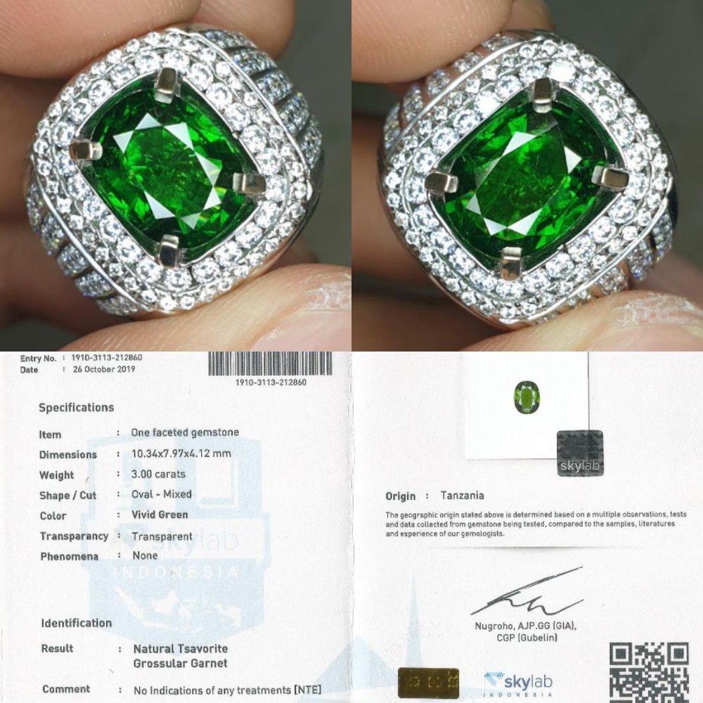 Natural HQ Vivid Green Tsavorite Garnet Tanzania 3.00 Cts Top Color